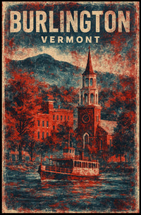 Burlington Vermont Cityscape Watercolor Wanderlust Poster
