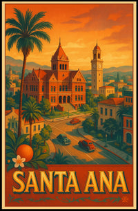 Santa Ana Retro Travel Scene Art Print Travel Poster