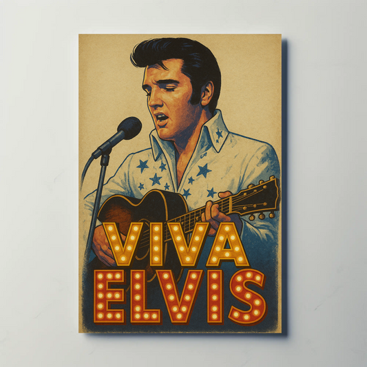 Viva Elvis Presley Retro Concert Microphone Guitar Poster
