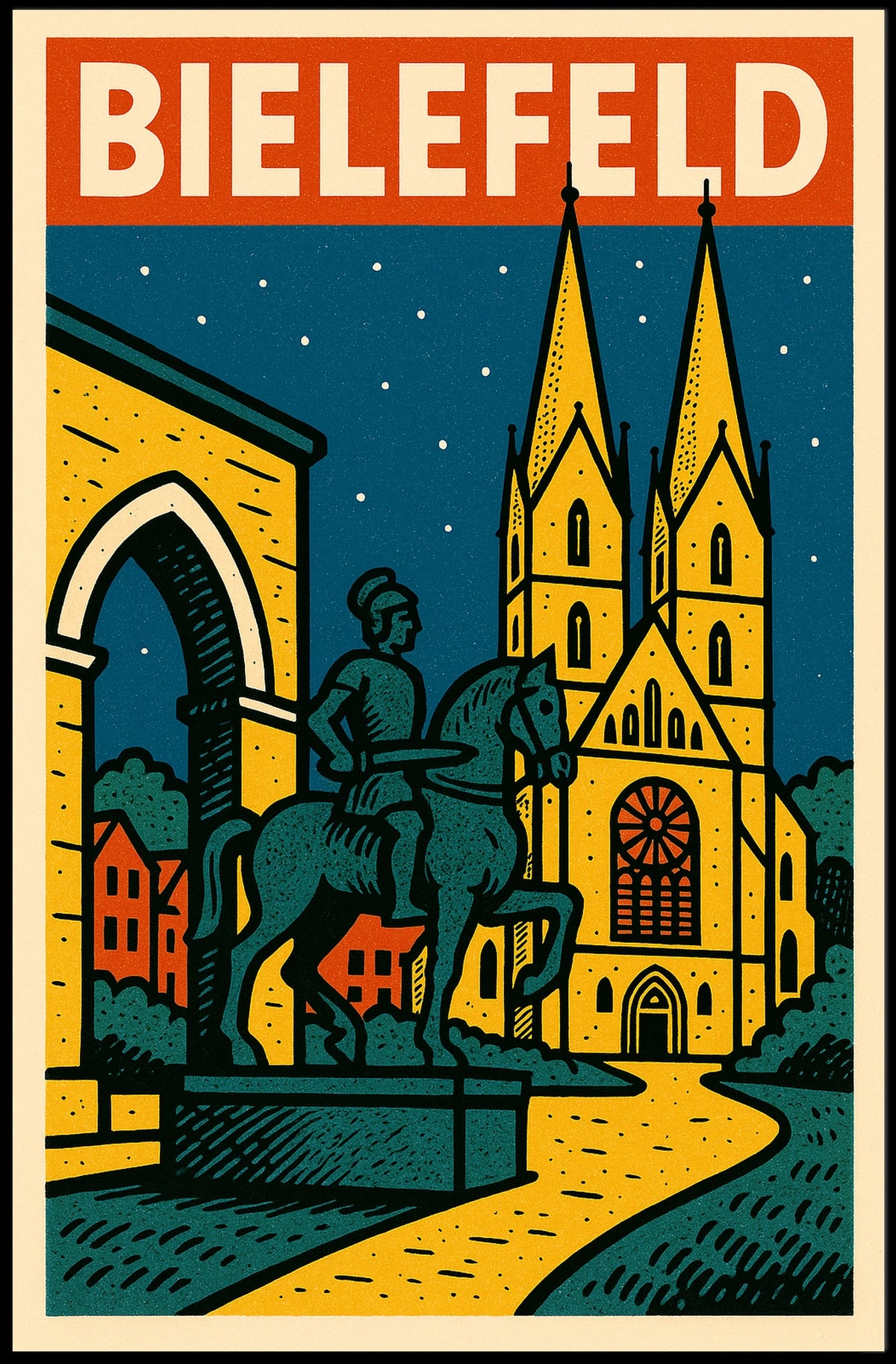 Bielefeld A Nighttime Cityscape Poster
