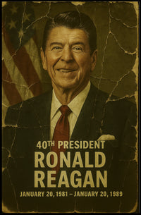 Ronald Reagan 40th President of the United States Damaged Photograph Poster