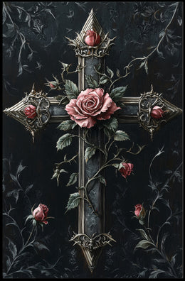 Roses And Cross Poster