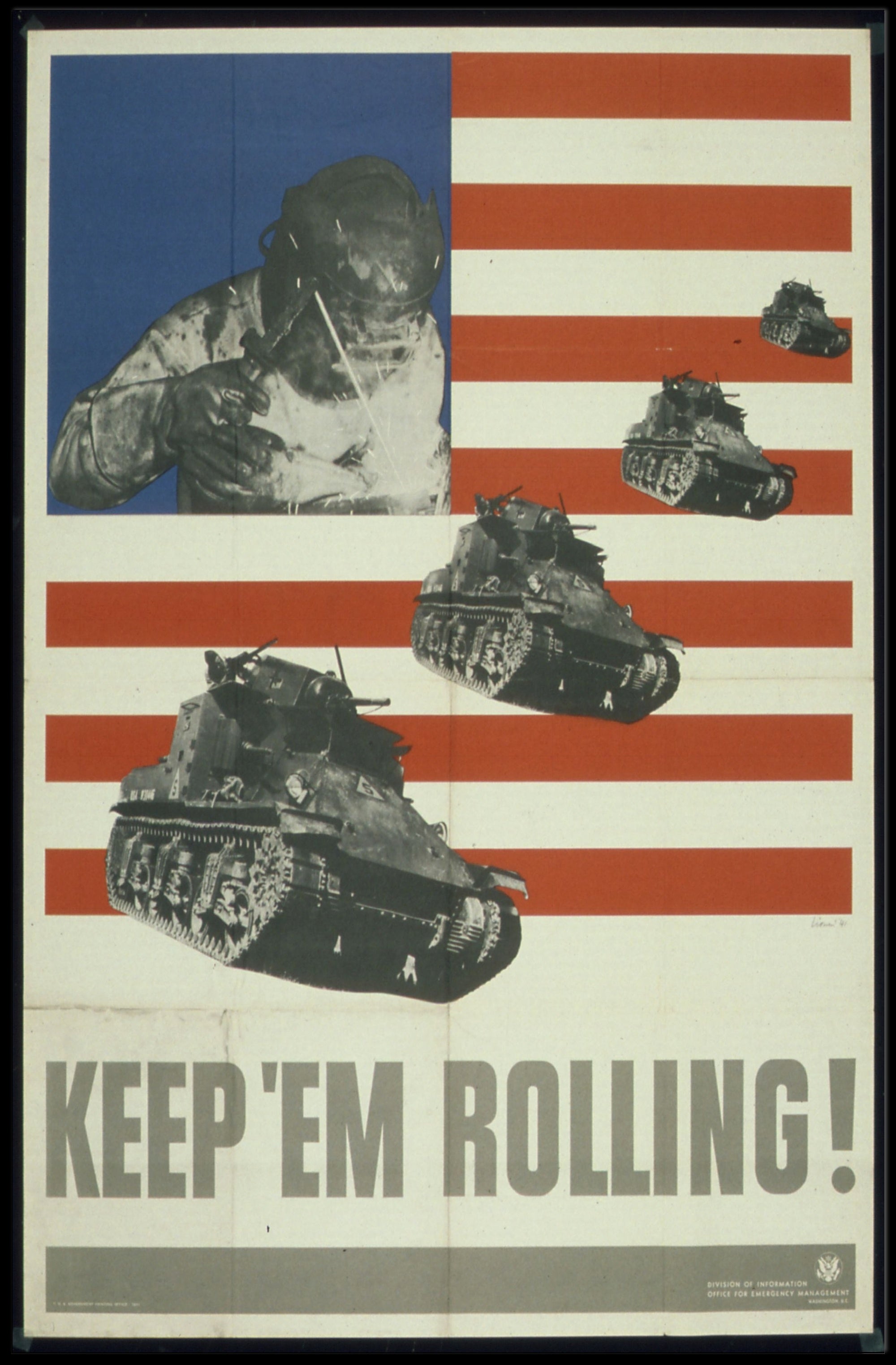 World War II American Industrial Effort Propaganda Poster