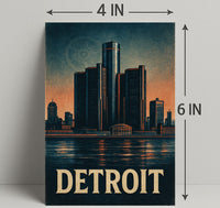 Detroit Skyline Vintage Poster Wall Art PosterGoat