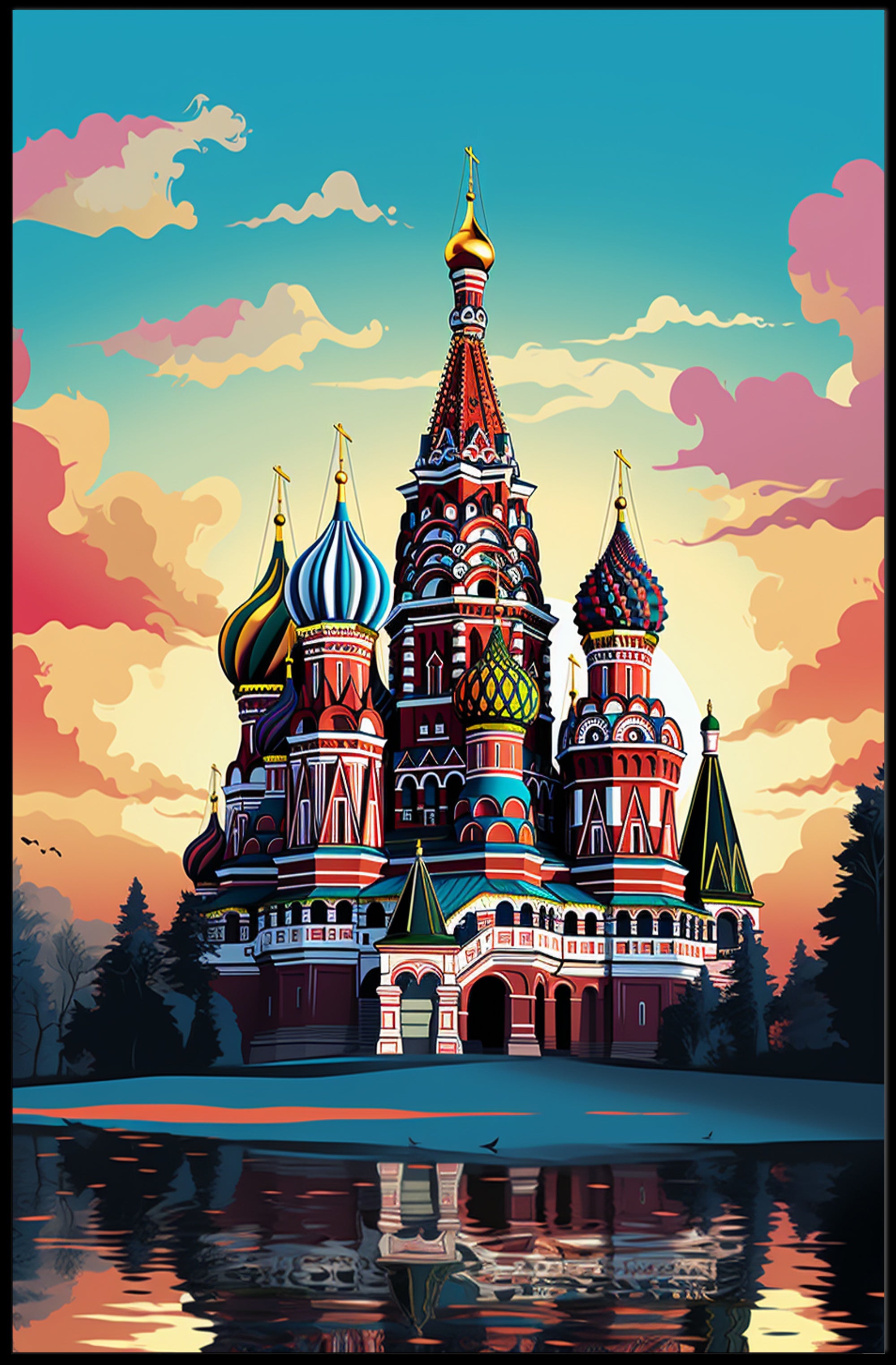 Vibrant St. BasilS Cathedral Poster