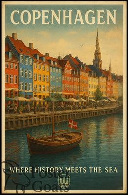 Copenhagen Nyhavn Waterfront Travel Poster
