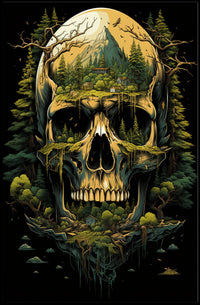 Nature-Inspired Skull Landscape Art Poster - Abstract, Artistic, or Pop Culture Poster