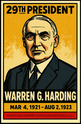 Warren G. Harding 29th President of the United States Inked Comic Style Poster