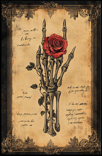 Skeleton Hand With Rose Poster
