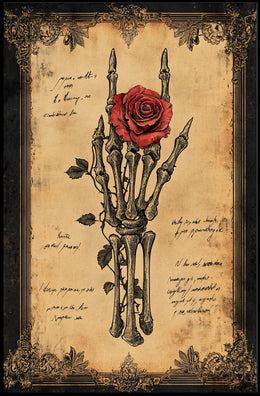 Skeleton Hand With Rose Poster