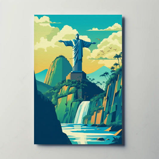 Rio De Janeiro Brazil Christ Statue View Travel Poster