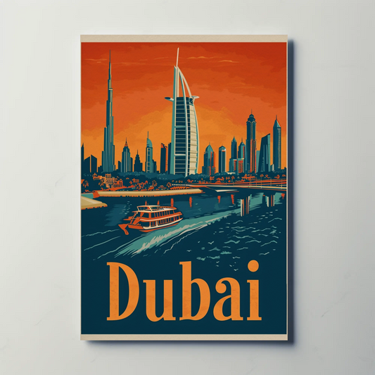 Dubai Cityscape Vintage Poster
