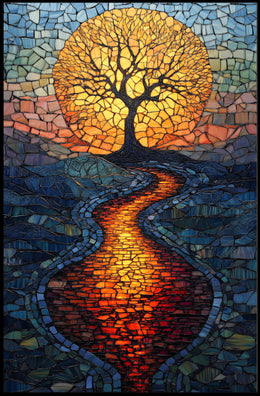 Mosaic Tree of Serenity Art in Artistic Poster