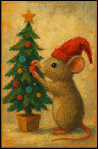 Holiday Mouse and Christmas Tree Poster