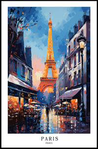 Parisian Romance Twilight Street Scene Urban or Cityscape Poster PosterGoat