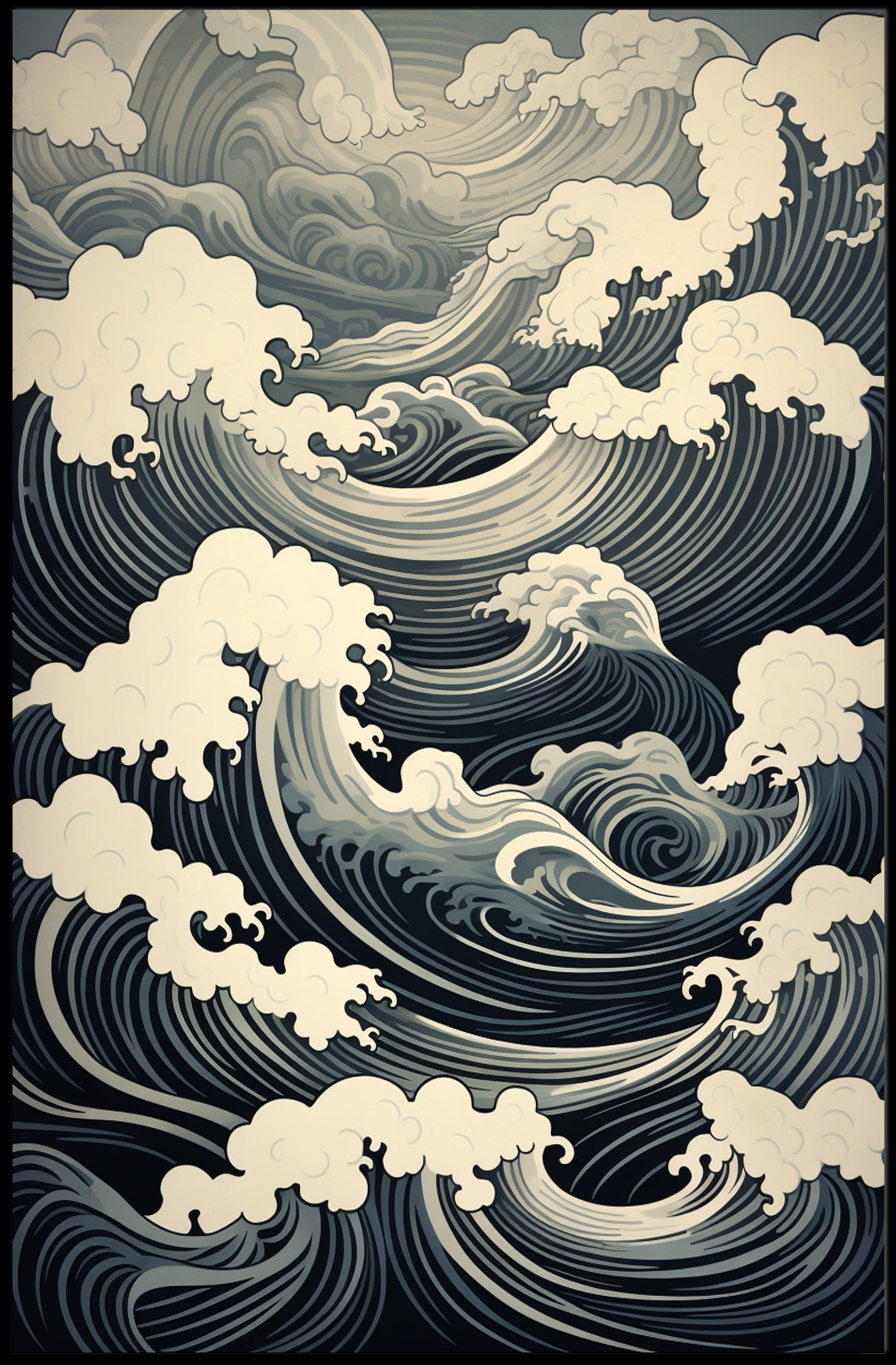 Oceanic Waves And Clouds Poster PosterGoat