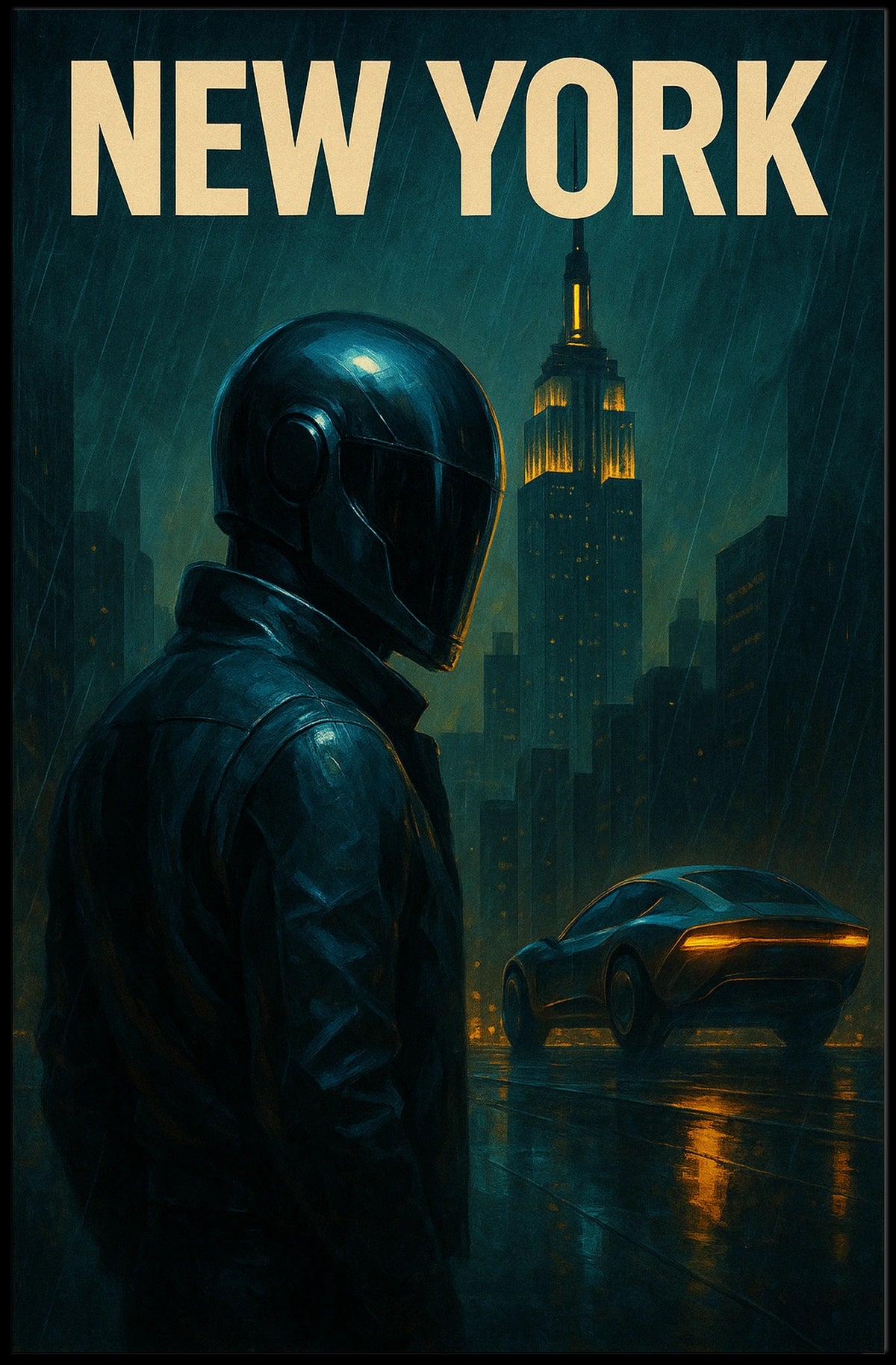 Neon Nights In New York Poster