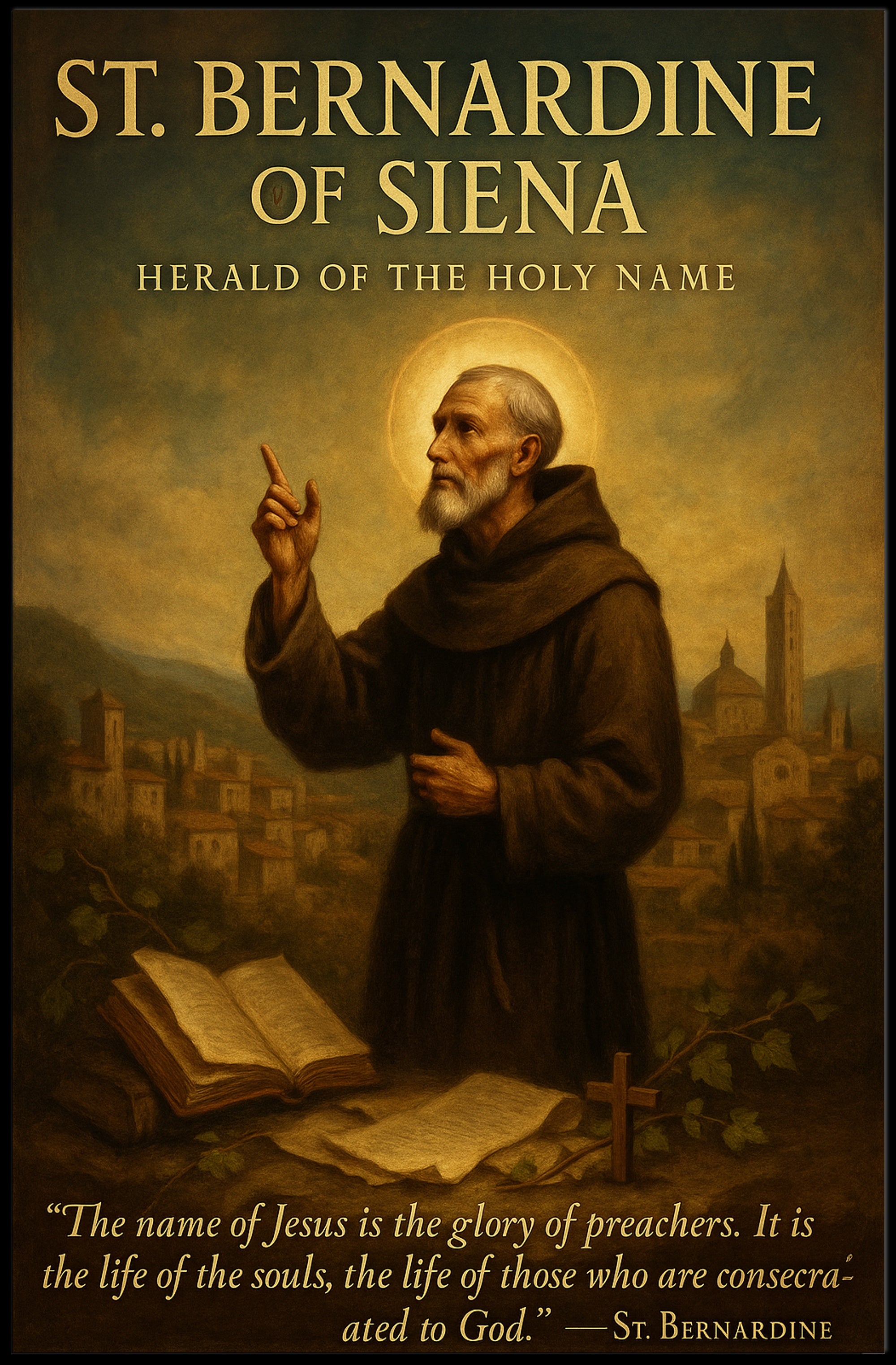 St Bernardine Of Siena Religious Poster Vintage Print