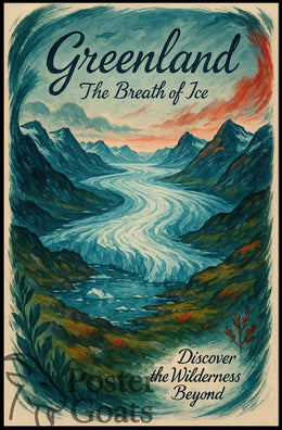 Greenland Glacier Adventure Sunrise Travel Poster
