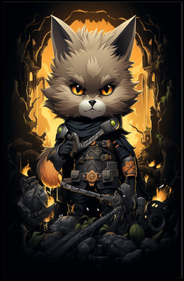 Warrior Cat In A Fantasy Realm Poster