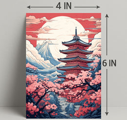 Tranquil Pagoda In Cherry Blossom Poster
