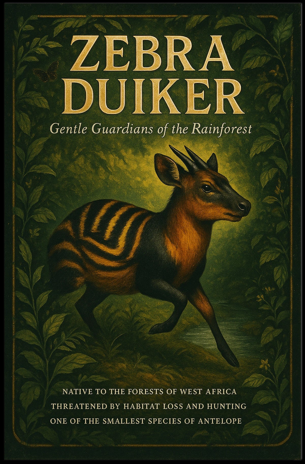 Zebra Duiker Gentle Guardians of the Rainforest Poster