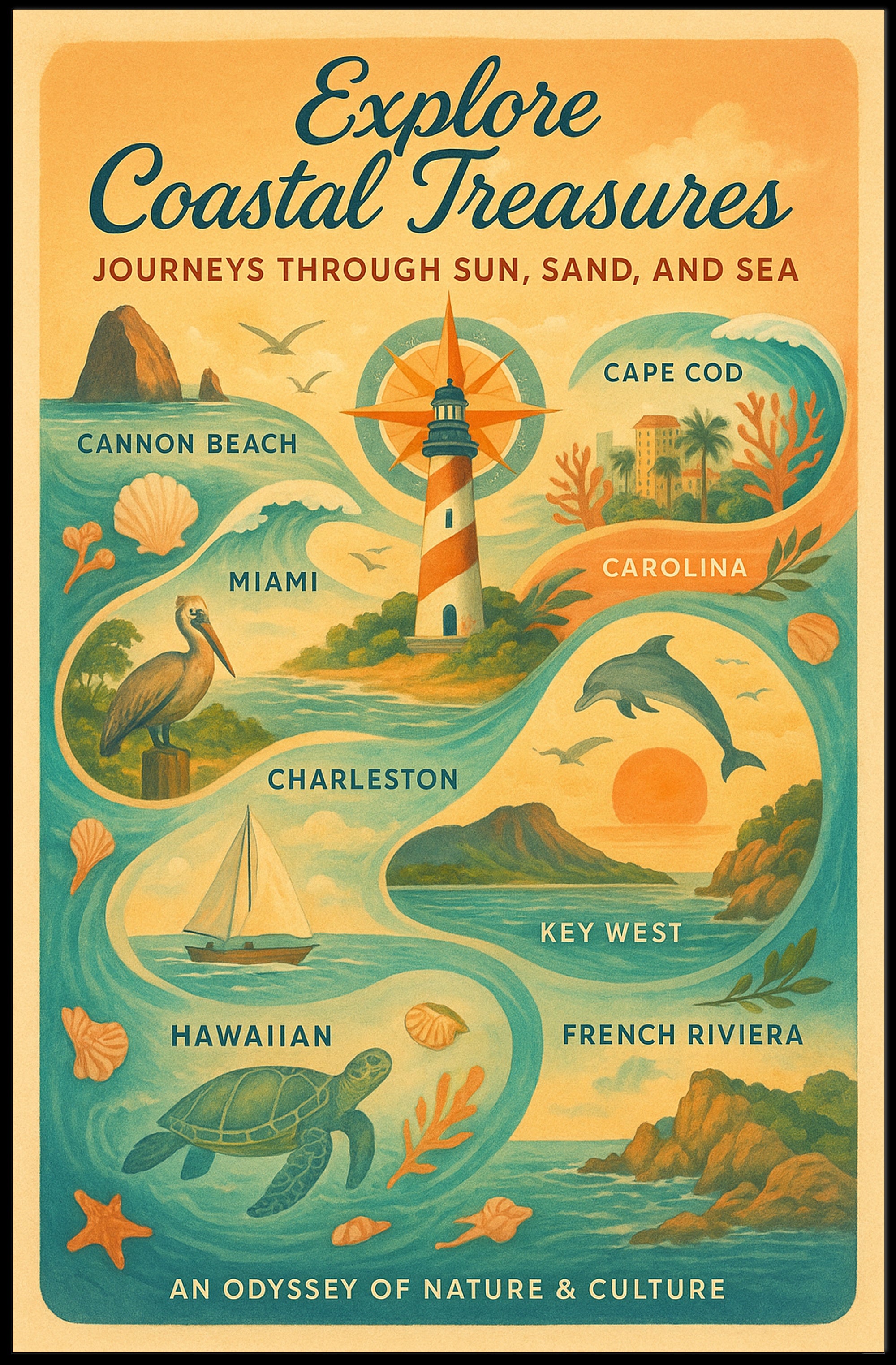 Explore Coastal Treasures Wall Art Print PosterGoat