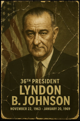 Lyndon B. Johnson 36th President of the United States Damaged Photograph Poster