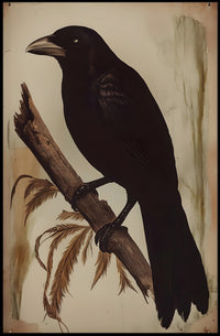 Raven on a Branch Wildlife Art Animal Poster PosterGoat