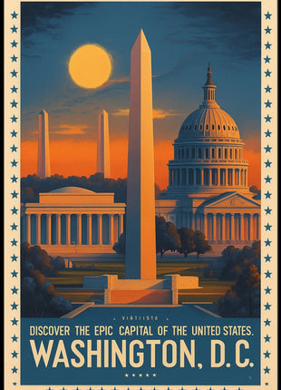 Washington D.C. Landmarks Vintage Travel Poster