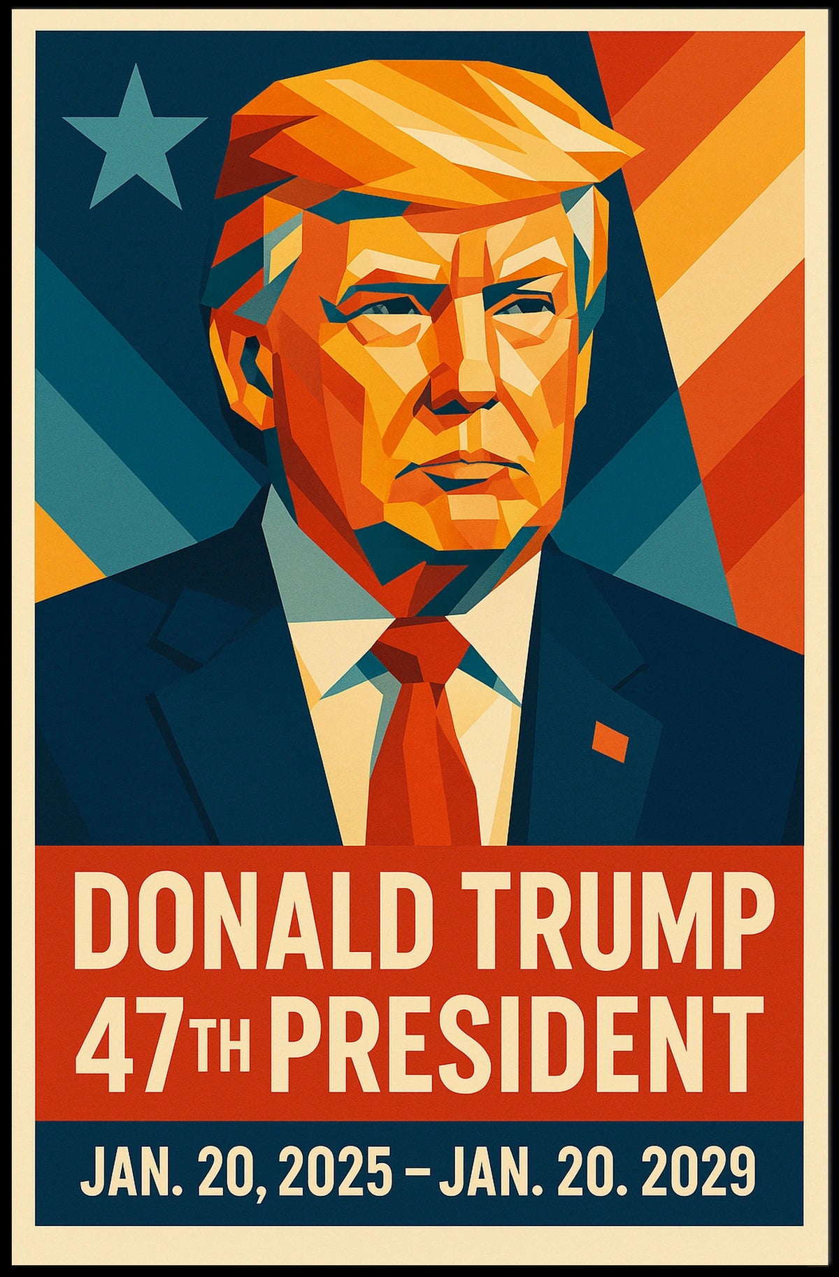 President Donald Trump Visionary Leader in Technicolor Poster