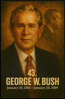 George W Bush Poster Vintage Analog Film Aesthetic Presidential Portrait Wall Art Print for History Fans