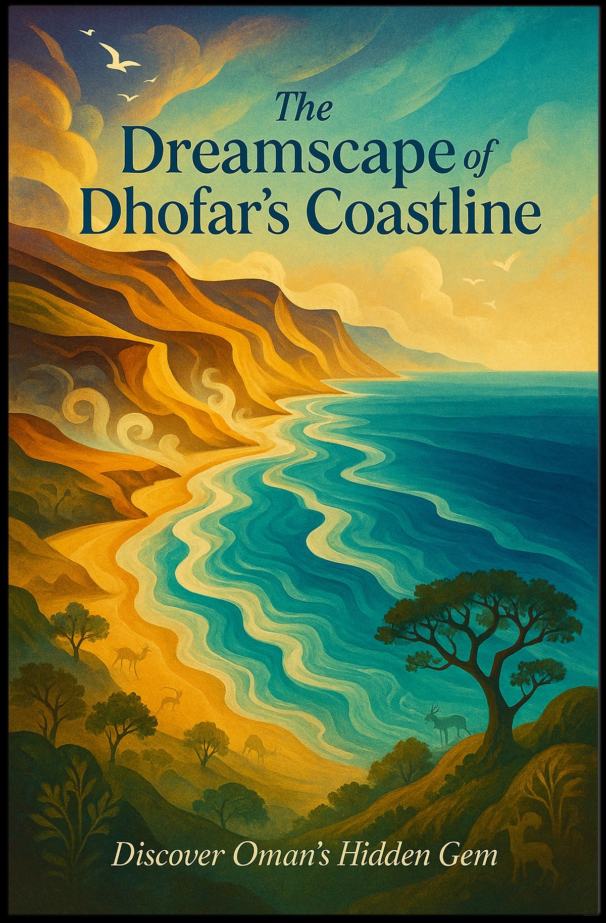 Dhofar Coastal Beauty: Abstract Art Travel Poster