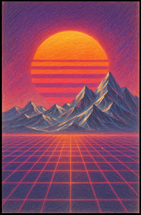 Retro-Futuristic Synthwave Scene Futuristic Sci-Fi Poster