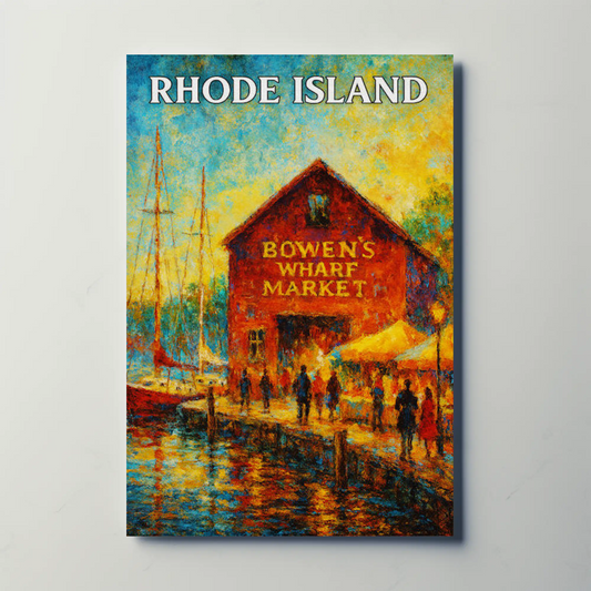 Rhode Island Bowens Wharf Market Harbor Scene Travel Poster Travel Poster