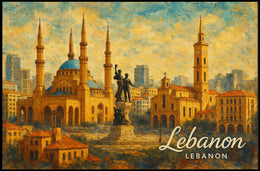 Lebanon Architectural Splendor Mediterranean Cityscape Heritage Photography Realism Art Nouveau Poster