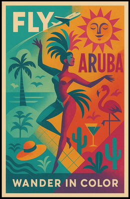 Aruba Travel Tropical Retro Artistic Poster