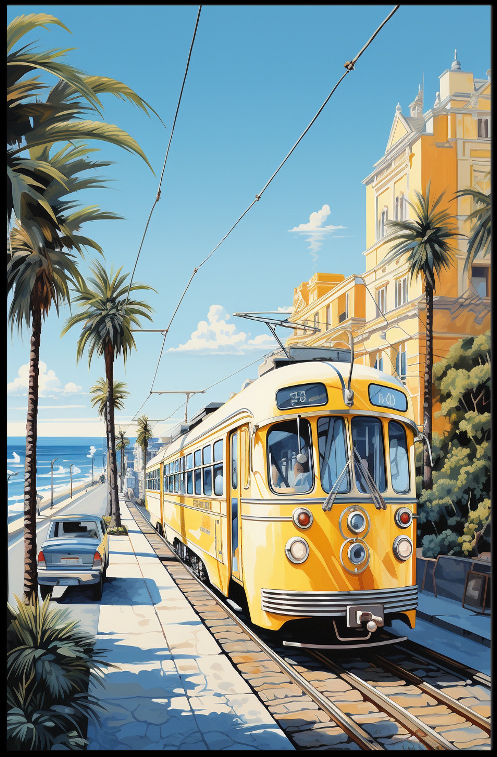 Coastal Tram Journey Poster