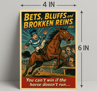 Dramatic Horse Race Scene Mid-Century Sports Poster