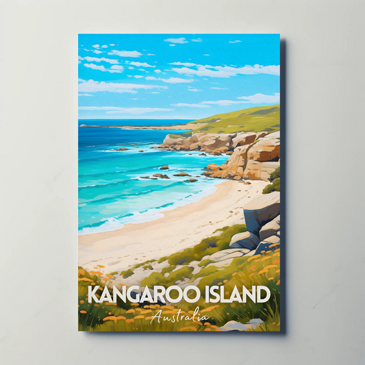 Kangaroo Island Australia Cliffs Ocean Waves Nature Travel Poster