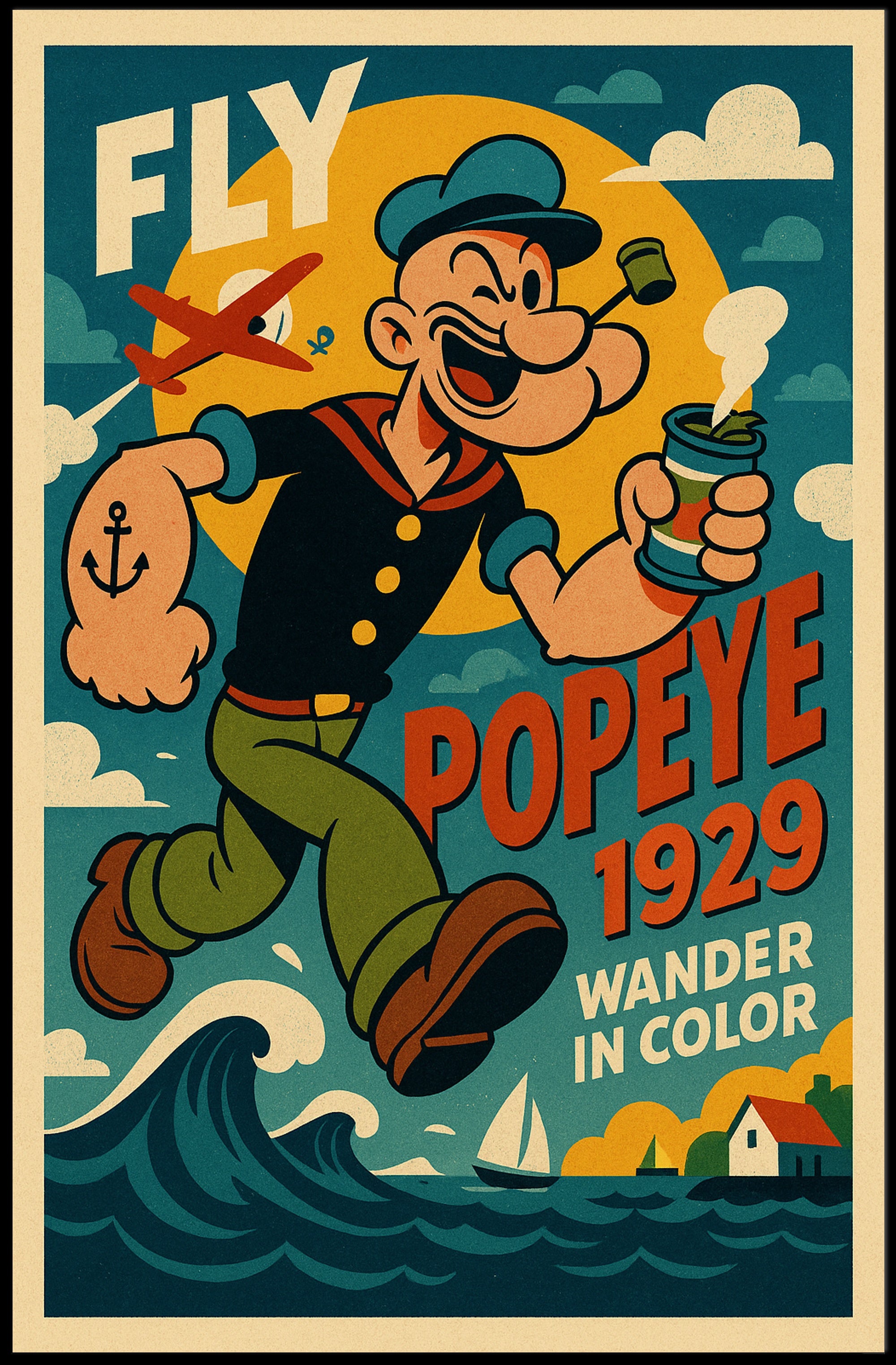 Popeye Vintage Poster Print 1929 Wander In Color