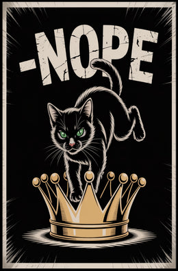 Cheeky Black Cat On Golden Crown Animal Poster