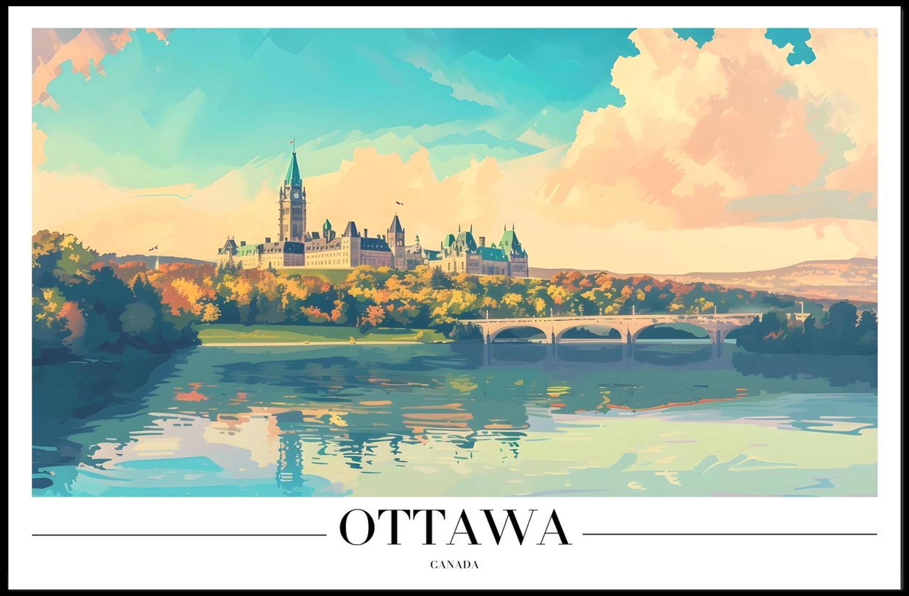 Ottawa Landscape Artistry with Historic Architecture Travel Poster