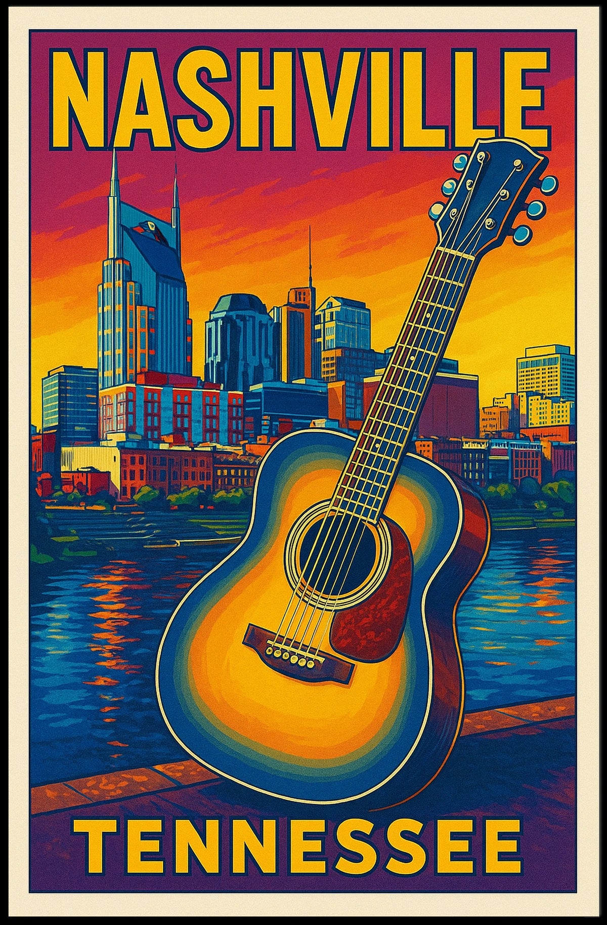 Nashville, Tennessee Music City Vibes Poster