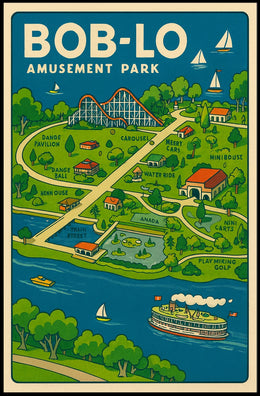 Retro Amusement Park Abstract Art Poster