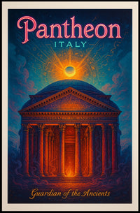Pantheon Travel Poster Vintage Architecture Print