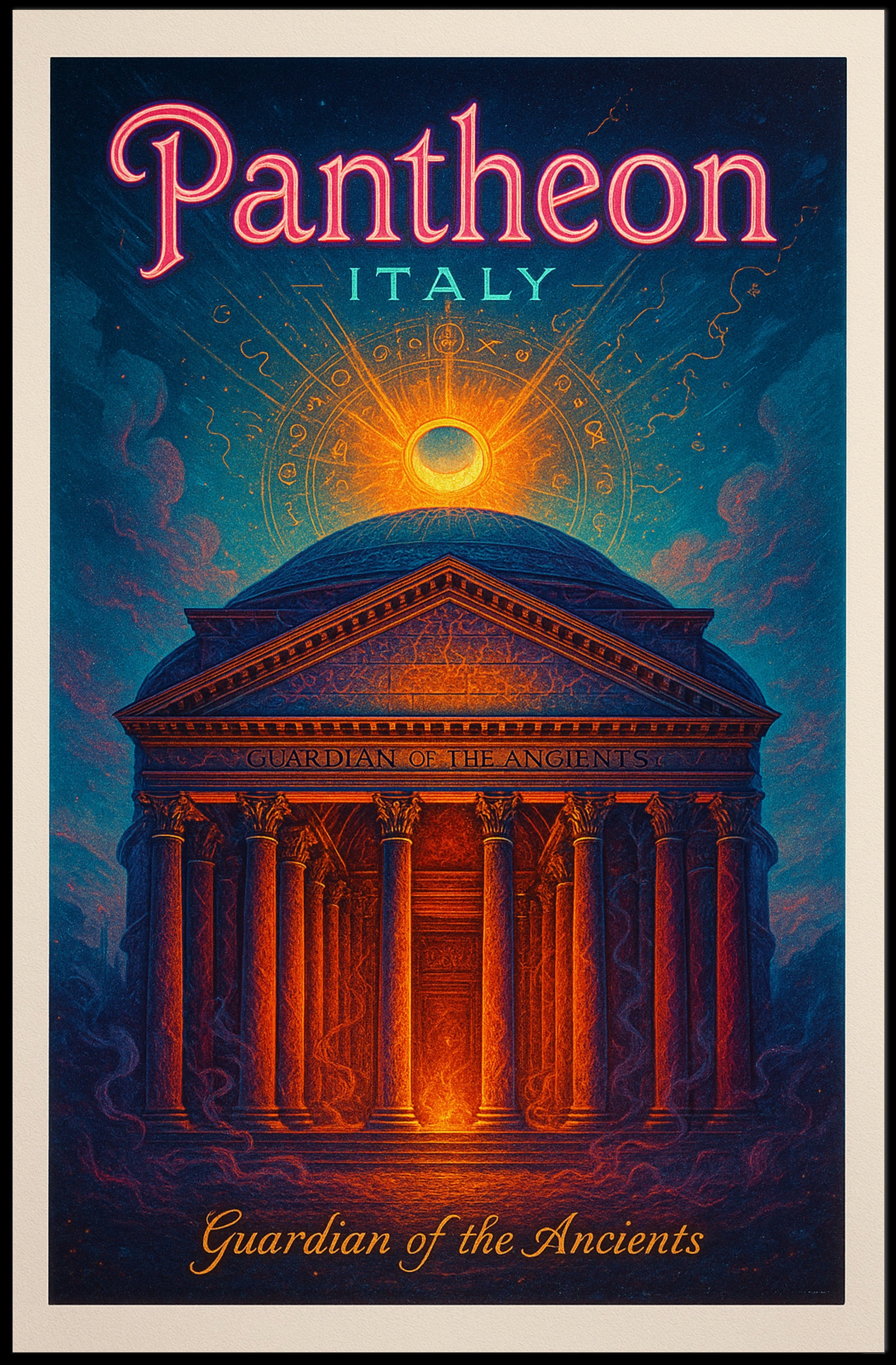Pantheon Travel Poster Vintage Architecture Print