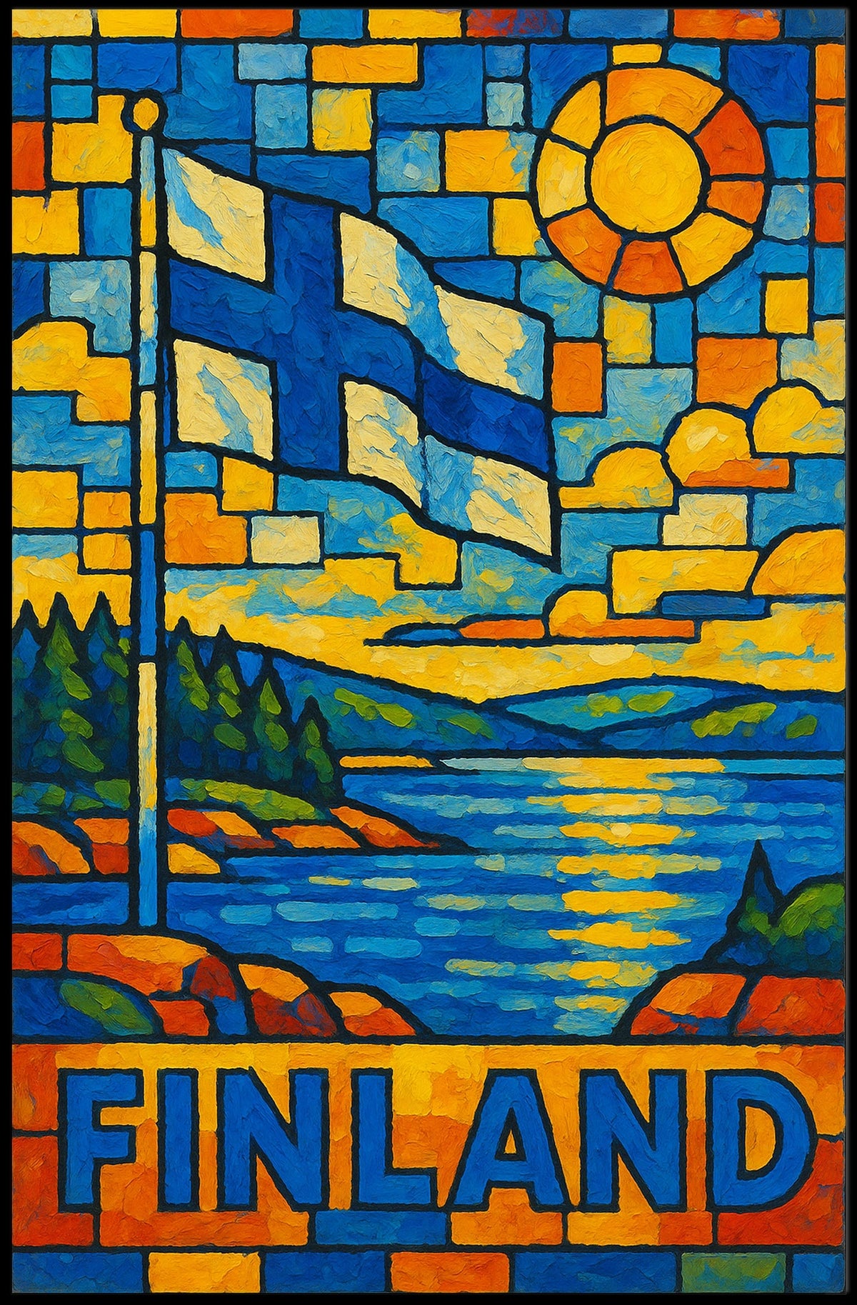 Finland In Vibrant Colors Poster