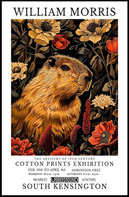 William Morris Exhibition with Capybara Artistic Poster