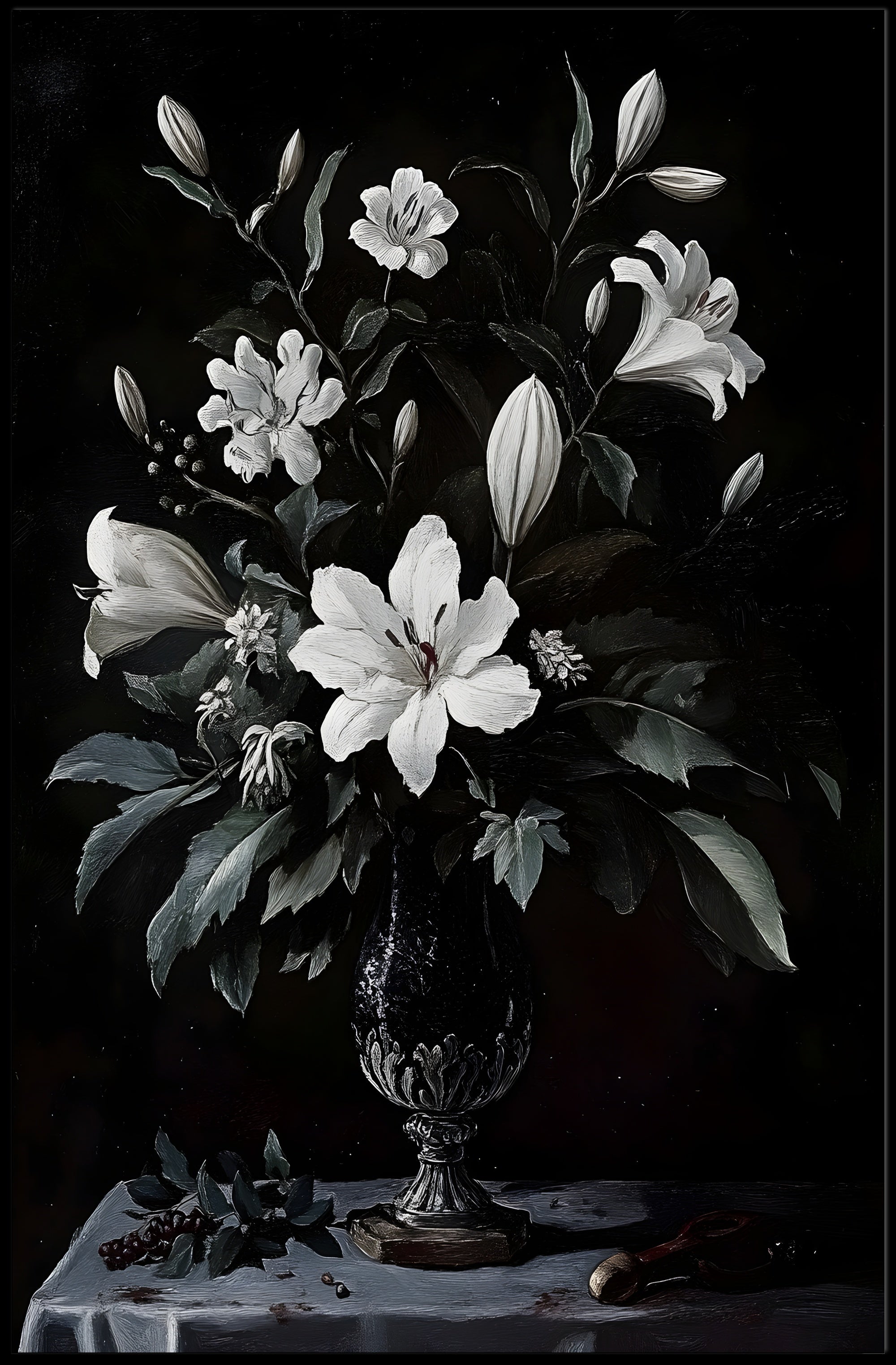 Elegant Still Life Floral Arrangement: Artistic Poster PosterGoat